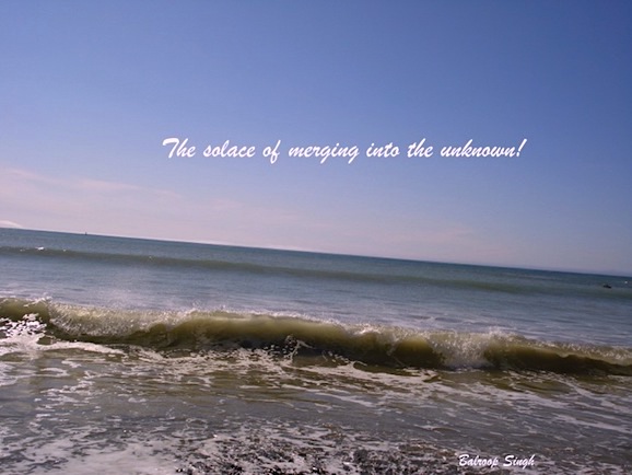 image of ocean and a wave rushing to the shore