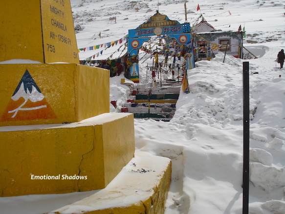 Chang La Pass and temple at the height of 17,585 feet